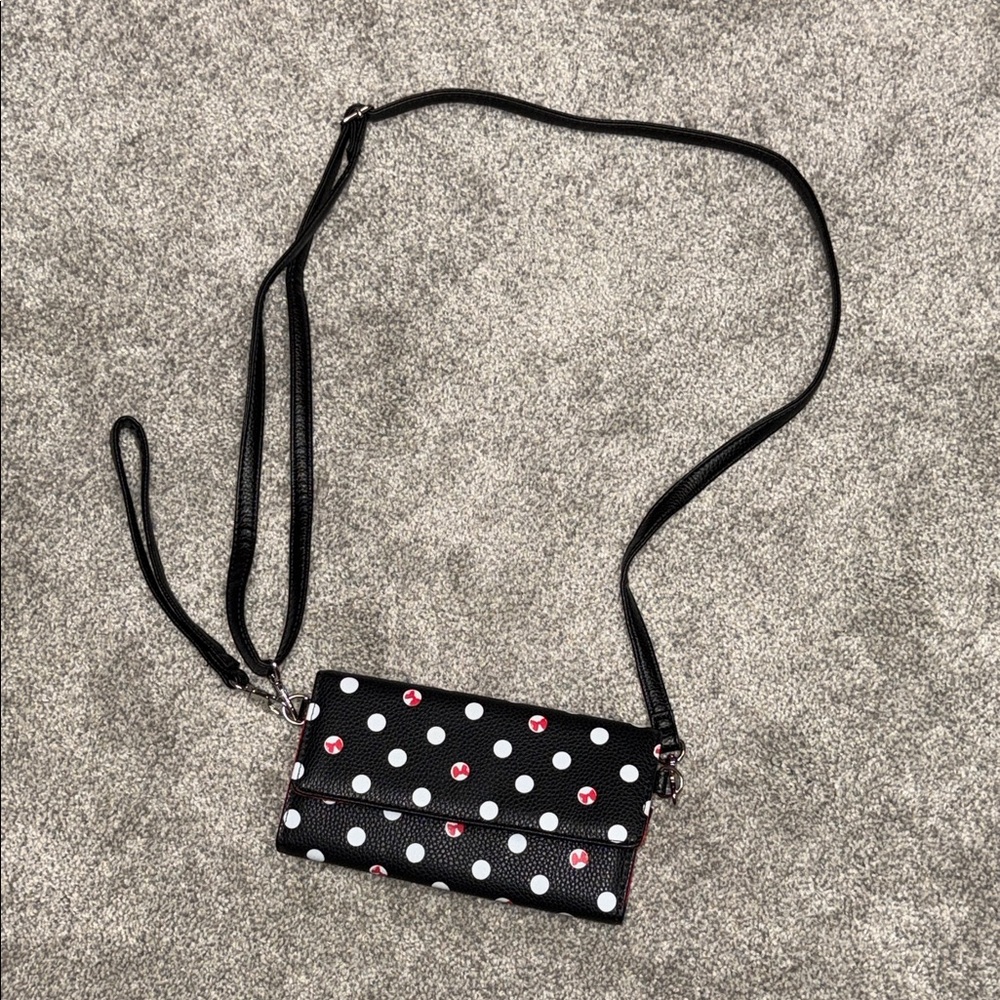 Minnie Mouse Black Polka Dot Crossbody Bag-NEW